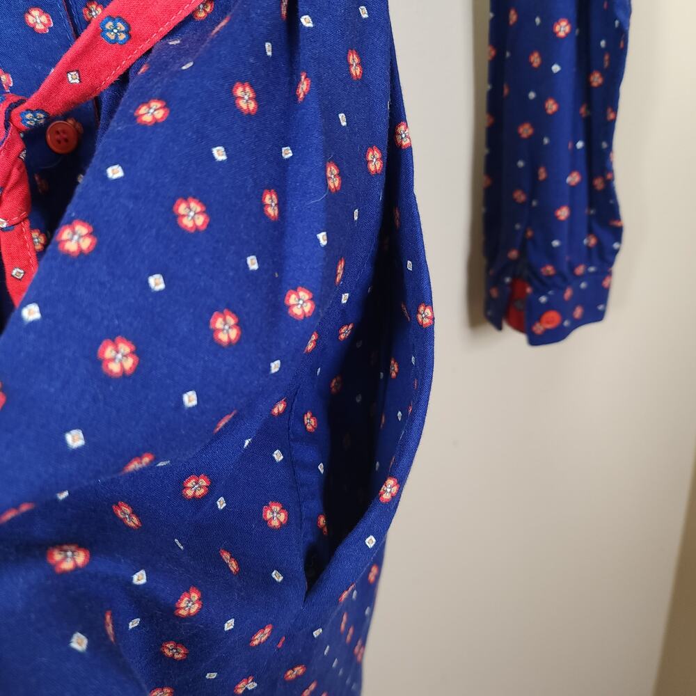 Vintage Lanz Original Cottagecore Blue Floral Long Sleeve Dress Size XS - Picture 5 of 12